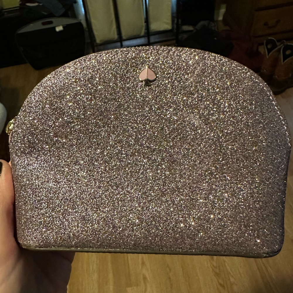 Kate Spade Cosmetic Pouch in Silver-Purple Glitter